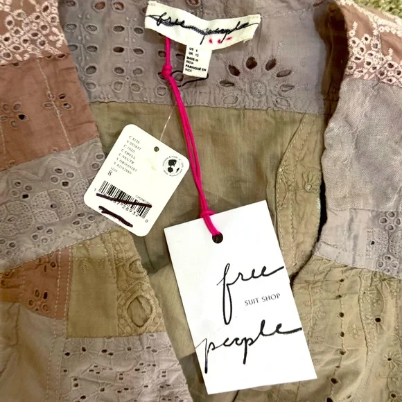 NWT Free People Sweet & Salty vest suit set. Patchwork. Cutwork. Textured Size 8 - Picture 12 of 14